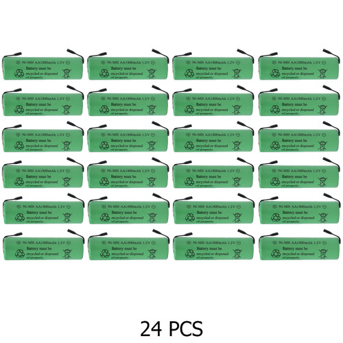 24-pack AA 1800 mAh rechargeable batteries with tabs
