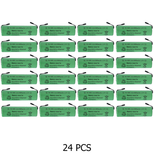 24-Pack AA NiMH 1800 mAh Batteries with Tabs