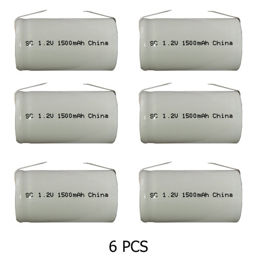 Power Portable Sub C NiCd 1500 mAh battery with tabs
