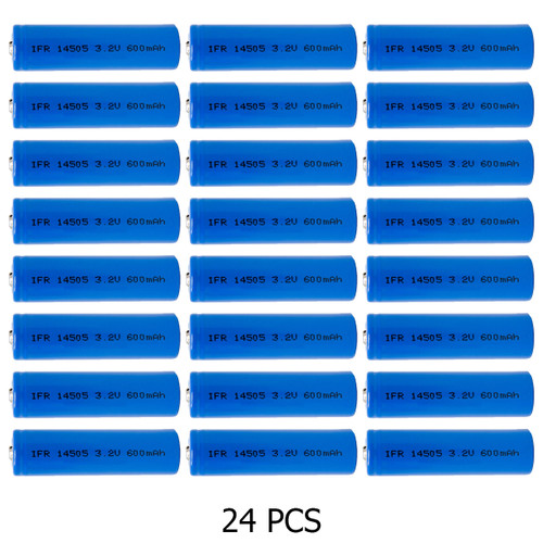 AA size 14500 rechargeable LiFePO4 batteries, 24 count