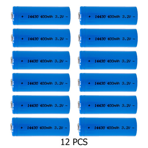 Twelve 14430 rechargeable LiFePO4 batteries for solar lights