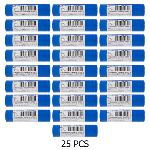 25-Pack 18650 Toshiba 3.6 Volt 1650 mAh Lithium Ion Batteries