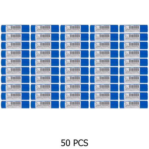 50-pack Toshiba rechargeable 18650 batteries with flat ends