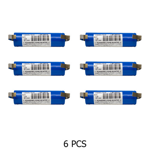 6-Pack 18650 Toshiba 3.6 Volt 1650 mAh Lithium Ion Batteries with Tabs