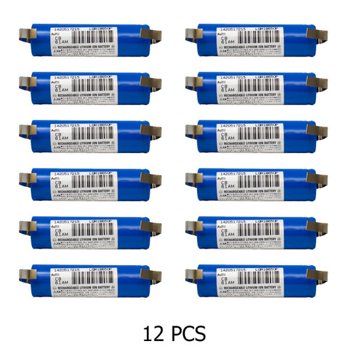 12-Pack 18650 Toshiba 3.6 Volt 1650 mAh Lithium Ion Batteries with Tabs