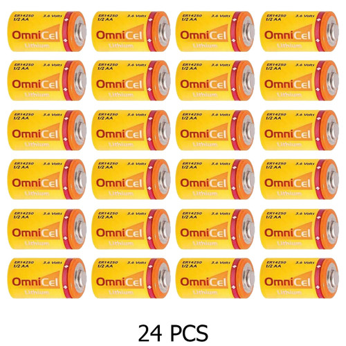 Close-up of Omnicel ER14250 (LS14250) 3.6V primary lithium cell