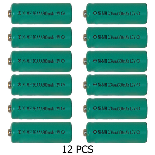 Power Portable 12-pack 2/3 AAA NiMH button top batteries