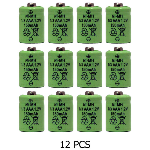 12 rechargeable 1/3 AAA button top batteries from Power Portable