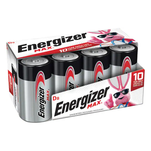 D Energizer MAX E95BP-8 Alkaline Batteries (8 Card)