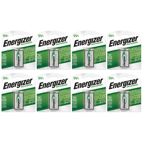 Eight-pack Energizer Recharge 175 mAh 9V rechargeable batteries