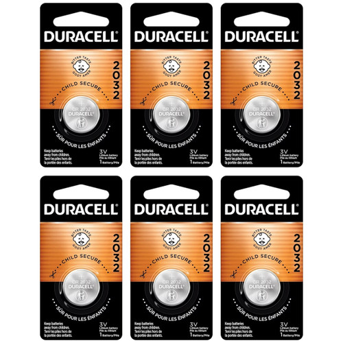 6-Pack DL2032 Duracell 3 Volt Lithium Coin Cell Battery