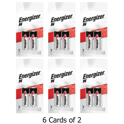 Energizer LR1 N size 1.5 volt batteries in retail card packaging
