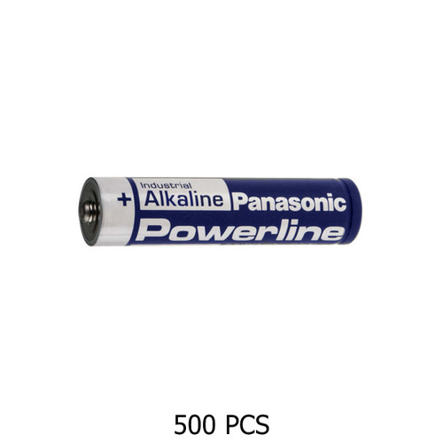 Close-up view of Panasonic Powerline AA LR6AD batteries in bulk pack