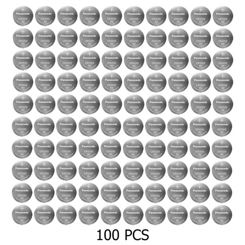Panasonic CR1220 3V lithium coin cell batteries 100-pack
