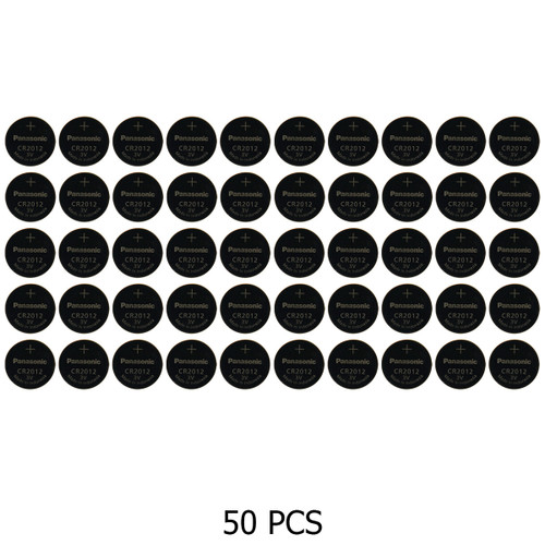 Panasonic CR2012 3V lithium coin cell batteries, 50-pack