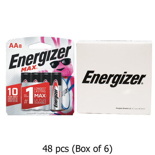 Six cards of Energizer MAX AA batteries, 48 total