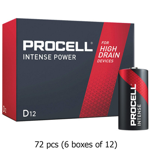 72-Pack D Duracell Procell Intense PX1300 Alkaline Batteries (6 Boxes of 12)