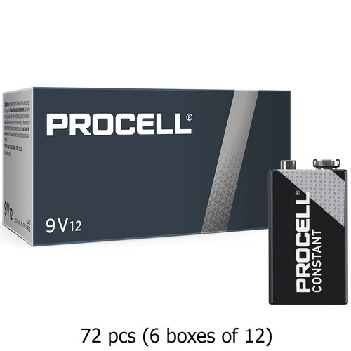 72-Pack 9 Volt Duracell Procell Constant PC1604 Alkaline Batteries (6 Boxes of 12)