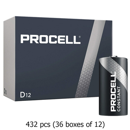 432-Pack D Duracell Procell Constant PC1300 Alkaline Batteries (36 Boxes of 12)
