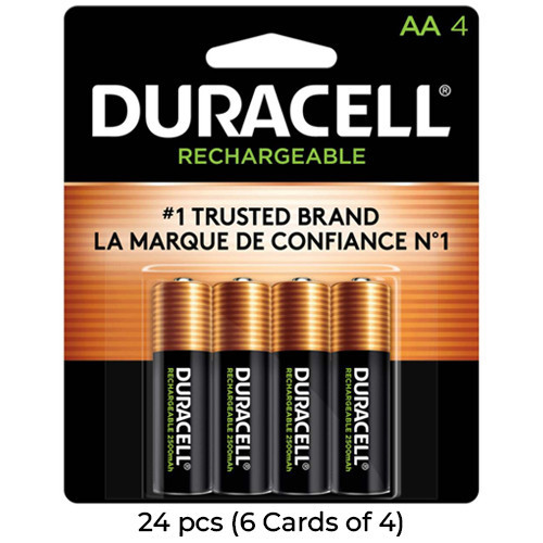 24-pack Duracell rechargeable AA batteries DX1500 2500 mAh