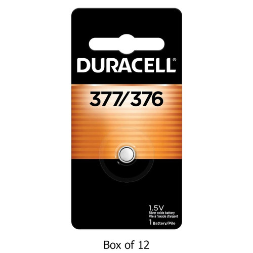 Duracell 377/376 silver oxide button batteries 12-pack
