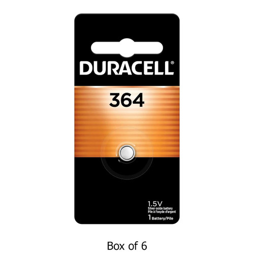 Duracell 6-pack 364 / SR621SW silver oxide button batteries