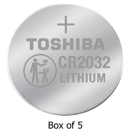 Toshiba CR2032 3 volt lithium coin cell batteries 5-pack on card