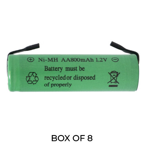 Power Portable 8-pack AA NiMH 800 mAh rechargeable batteries with tabs