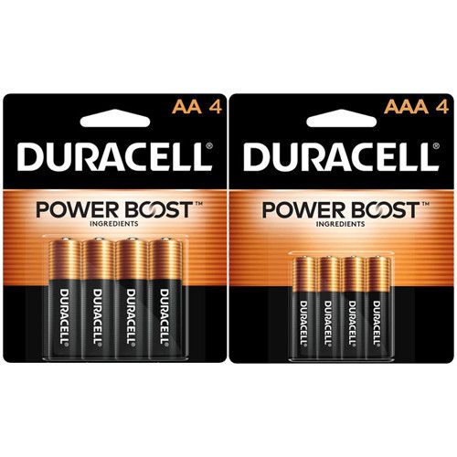 Duracell AA and AAA alkaline battery combo pack on retail cards