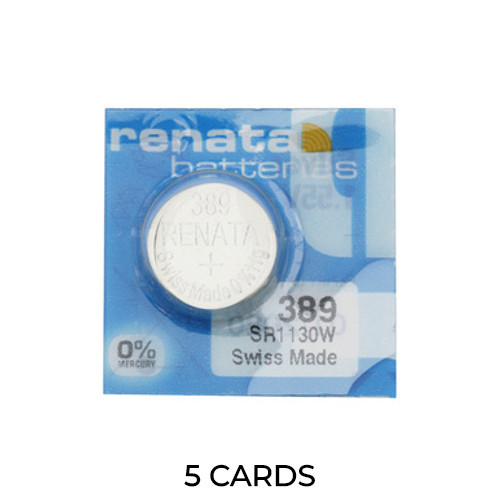 Renata 389 SR54 silver oxide button batteries 5-pack