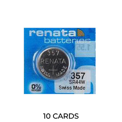 10-pack Renata 357 SR44W silver oxide button batteries