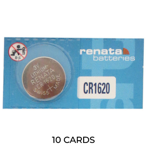 10-pack Renata CR1620 3 volt lithium coin cell batteries