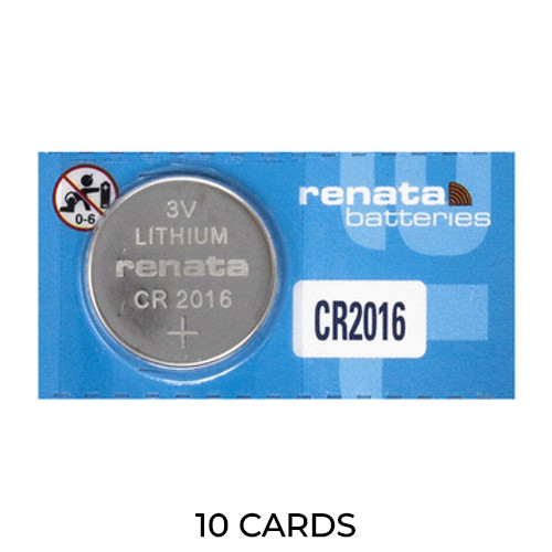 10-pack Renata CR2016 3 volt lithium coin cell batteries