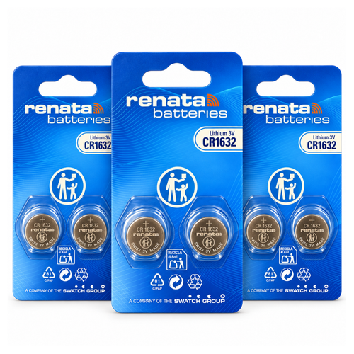 5-Pack CR1632 Renata 3 Volt Lithium Coin Cell Batteries