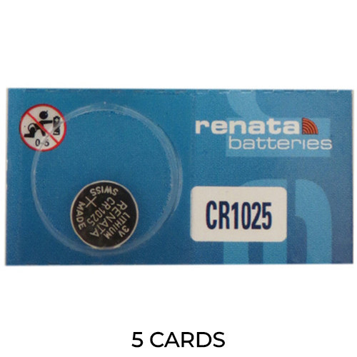 5-Pack CR1025 Renata 3 Volt Lithium Coin Cell Batteries