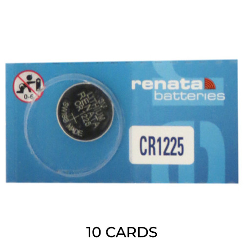 10-Pack CR1225 Renata 3 Volt Lithium Coin Cell Batteries (On Cards)