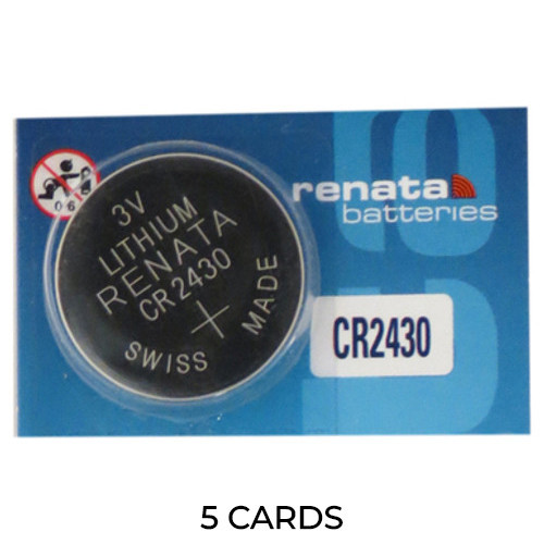 5-pack Renata CR2430 3V lithium coin cell batteries