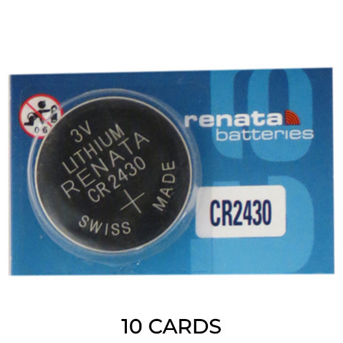 10-pack Renata CR2430 3V lithium coin cell batteries