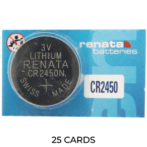 25-pack Renata CR2450 3 volt lithium coin cell batteries
