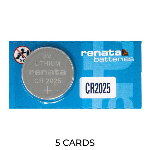 5-pack Renata CR2025 3V lithium coin cell batteries