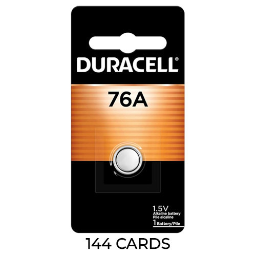 Duracell 76A LR44 A76 alkaline button battery 144-pack