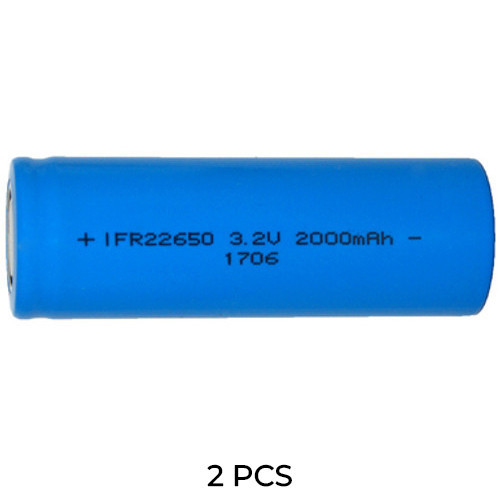 Power Portable 2-pack 3.2V 22650 LiFePO4 flat top batteries