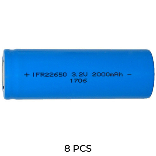 8-pack Power Portable 22650 LiFePO4 batteries with flat ends