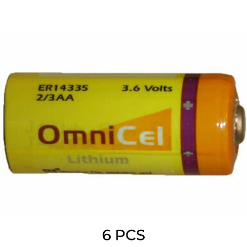 6-Pack 2/3 AA Omnicel 3.6 Volt (ER14335) Primary Lithium Batteries (1650 mAh)