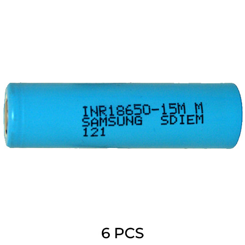 6-Pack 3.7 Volt Samsung 18650 Lithium Ion Batteries (1500 mAh)