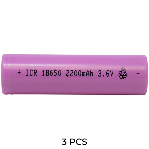3-Pack 18650 3.7 Volt Lithium Ion Batteries (2200 mAh)