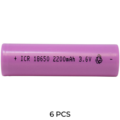Power Portable 18650 flat top lithium ion battery, 2200 mAh