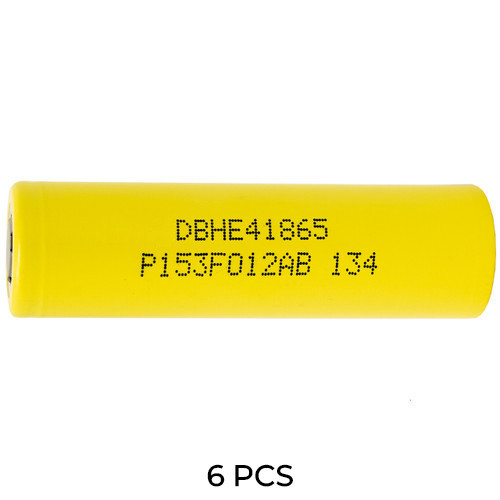 6-pack 18650 HE4 2500mAh flat top lithium ion batteries