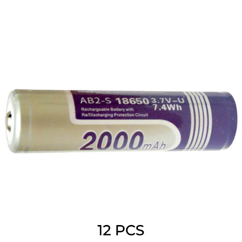 12-Pack 18650 3.6 Volt 2000 mAh Li-Ion Batteries - Protected (Button Top)