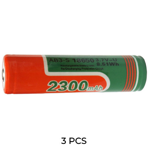 Power Portable 3-pack 18650 protected button top Li-Ion batteries